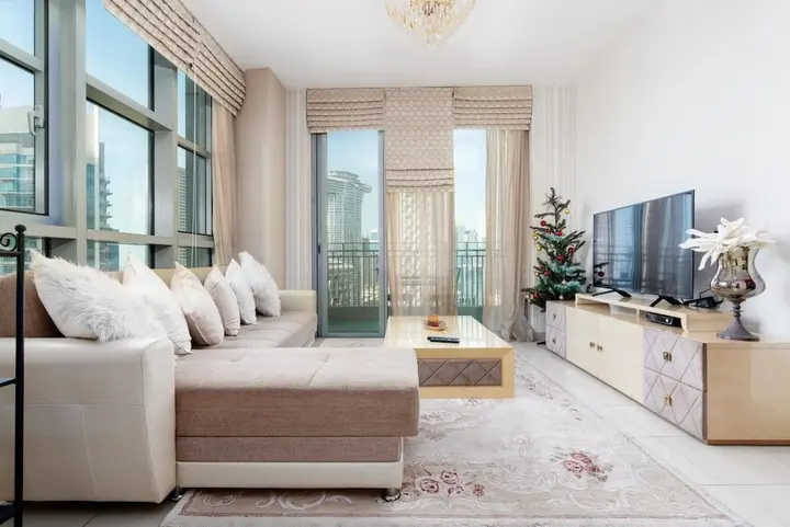 Дубай: 1BR Apt Top Floor Burj Sea Views Downtown