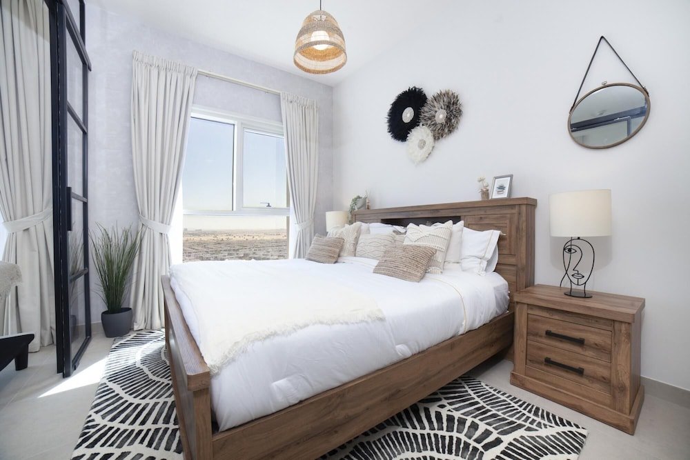 Дубай: Modern Boho 1BR Sleeps4 Balcony Pool Gym Dxbhills