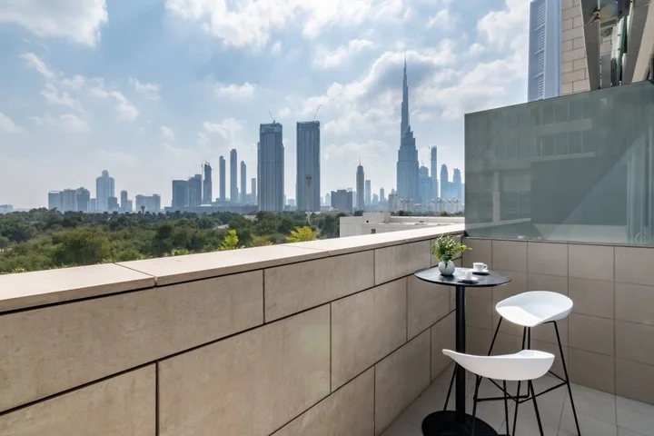 Дубай: Апартаменты Cozy Studio DIFC | Burj Khalifa View from Balcony