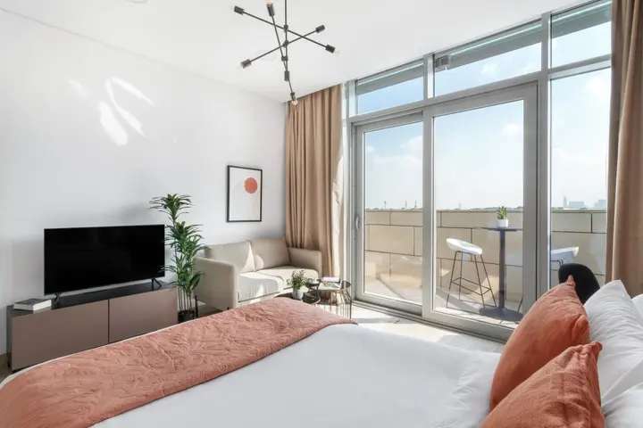 Дубай: Апартаменты Cozy Studio DIFC | Burj Khalifa View from Balcony