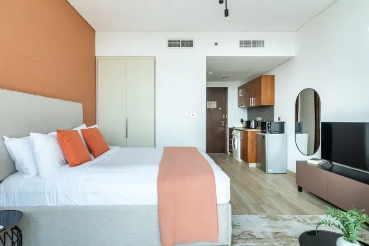 Дубай: Апартаменты Cozy Studio DIFC | Burj Khalifa View from Balcony