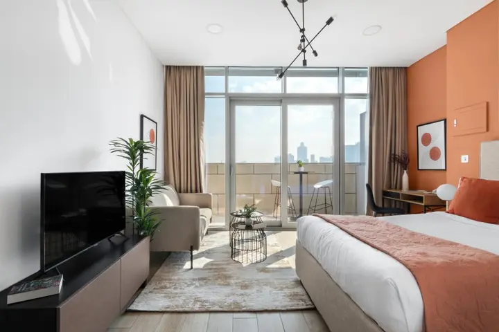 Дубай: Апартаменты Cozy Studio DIFC | Burj Khalifa View from Balcony