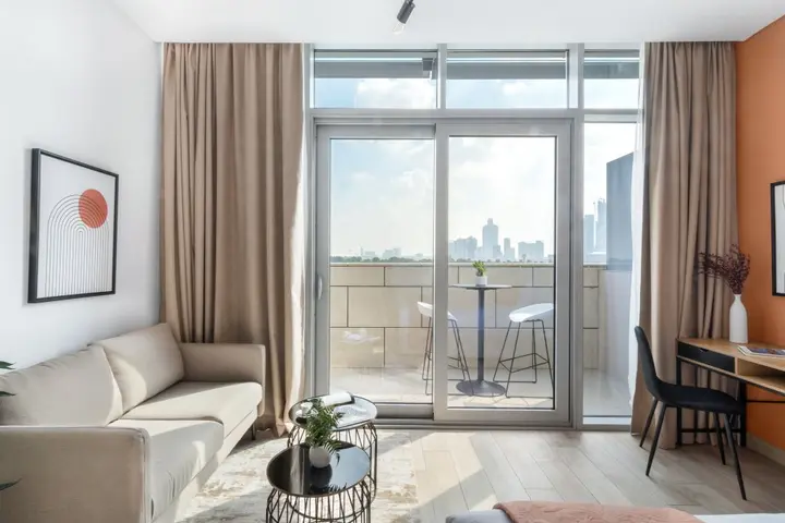 Дубай: Апартаменты Cozy Studio DIFC | Burj Khalifa View from Balcony