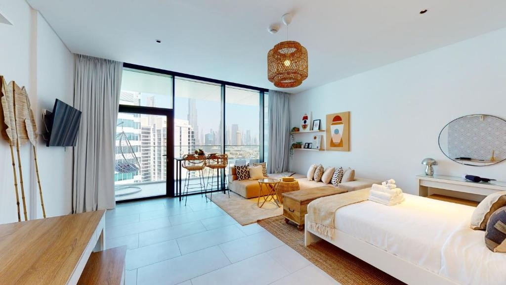 Дубай: Stylish Studio with Burj Khalifa View
