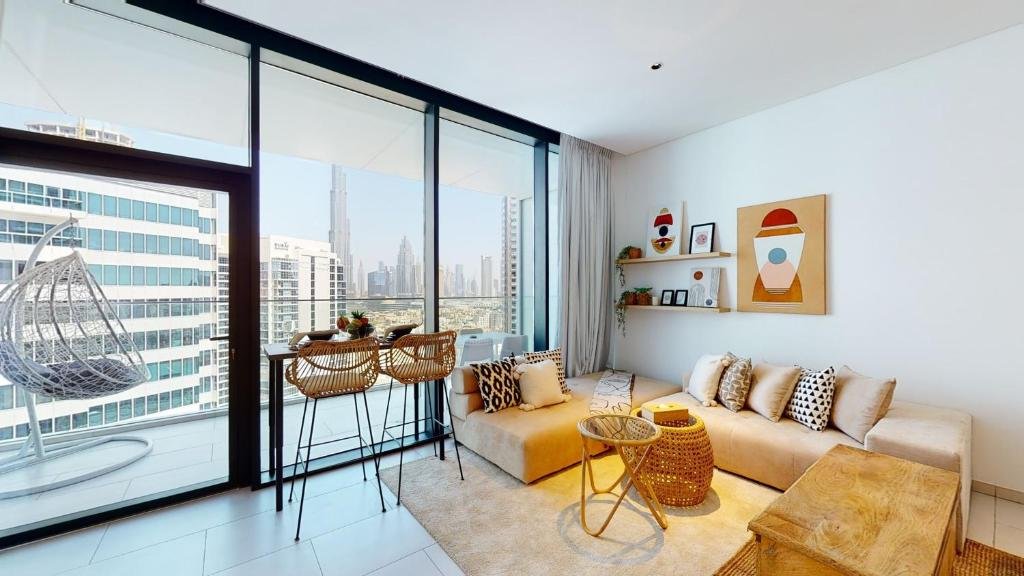 Дубай: Stylish Studio with Burj Khalifa View