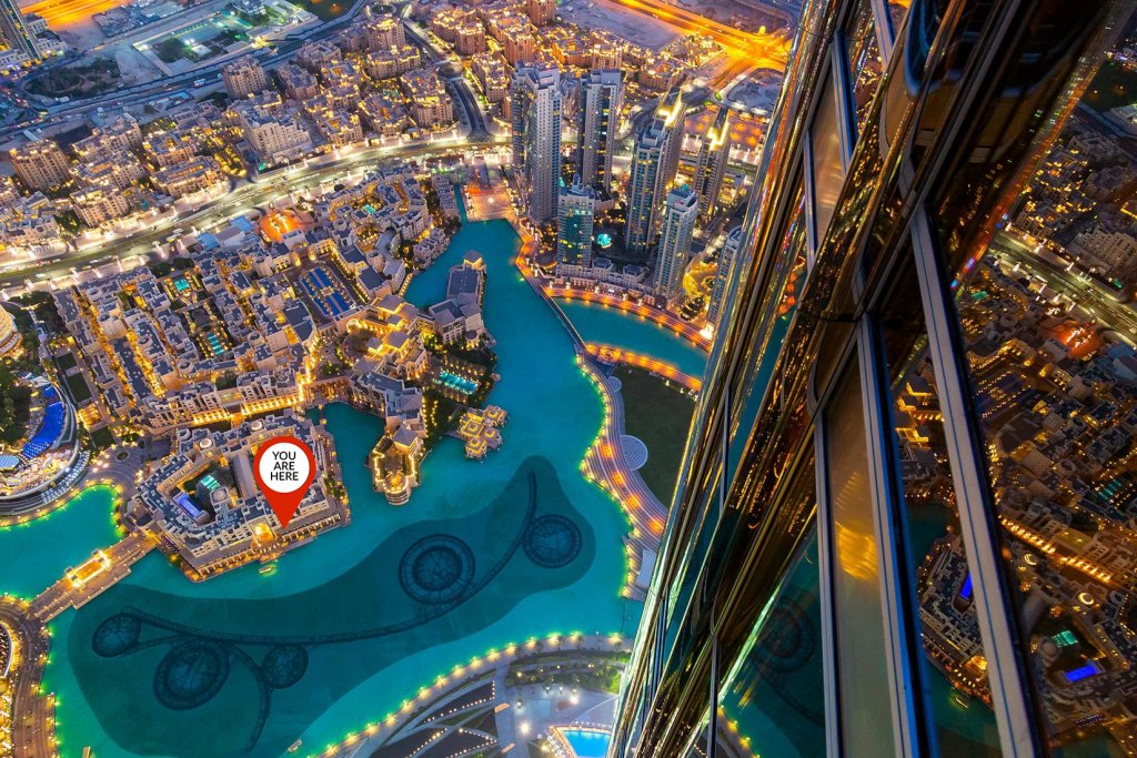 Дубай: Апартаменты PalmBay 1BR full Burj Khalifa & Fountain View