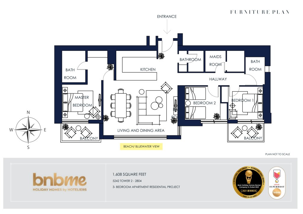 Дубай: Апартаменты bnbmehomes | Luxe High Floor| Full Seaview-2804