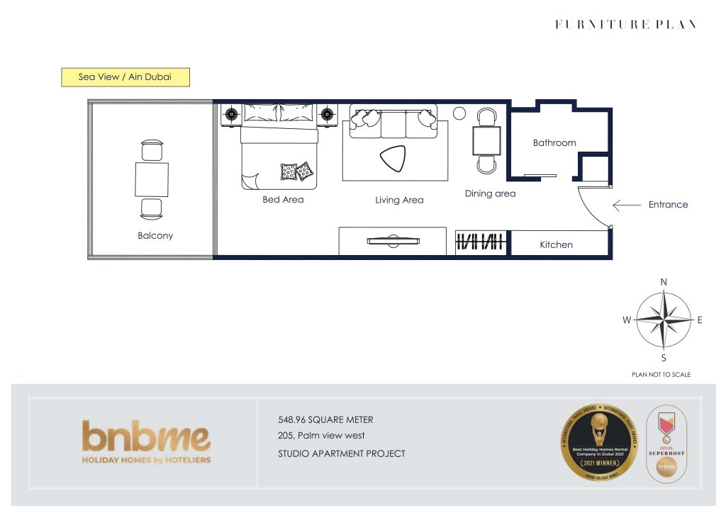 Дубай: Апартаменты bnbmehomes | Studio in Palm near Mall | Sea View-205