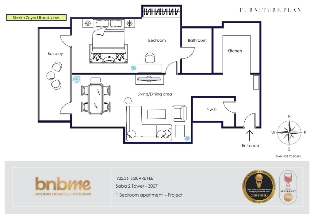 Дубай: Апартаменты bnbmehomes | Live & Work 'w' Style in 1B Apt-3007