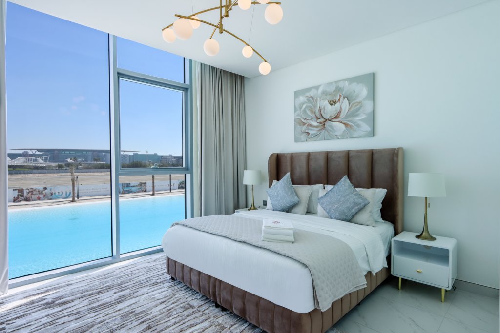 Дубай: Апартаменты Panoramic 2BR with Lagoon view at District One