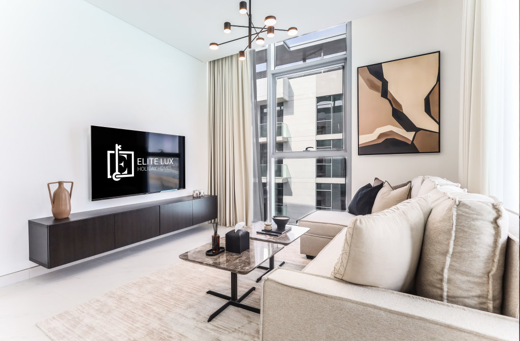Дубай: Apartments Elite LUX Holiday Homes - Lagoon View 1BR Luxury Oasis in MBR Dubai