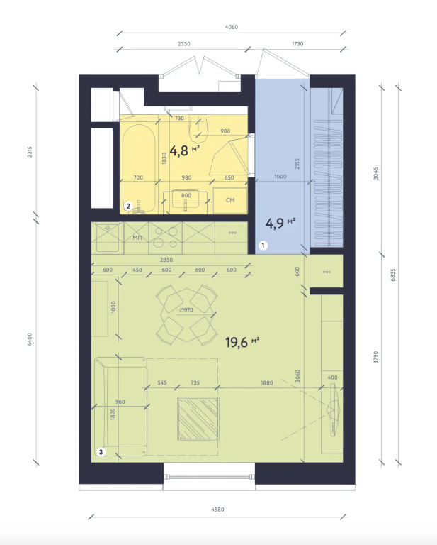 Москва: Апартаменты #1 Cosy studio for 2+1 by Lo Apartments