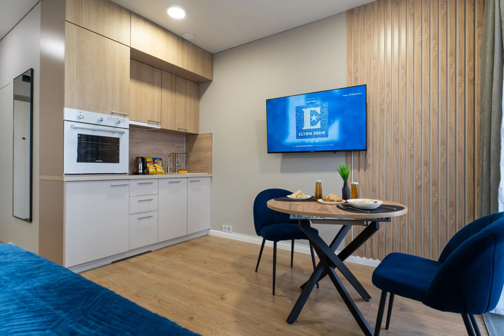 Москва: Апартаменты Lalapart Blue Sunset с панорамными окнами на 29 этаже в 3 минутах от м Дмитровская